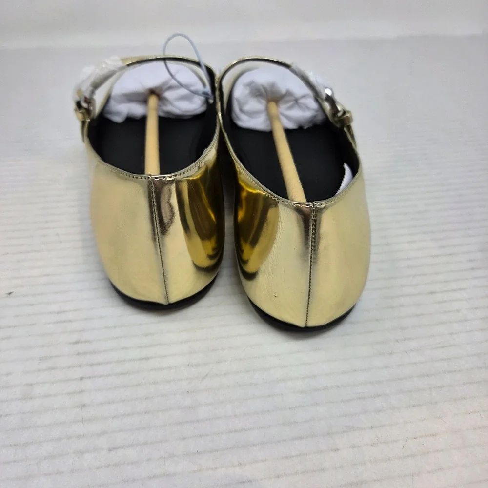 Aerosoles Ferry Flats Womens 8 Gold Metallic‎ Mary Jane Buckle Classic Glam NWT